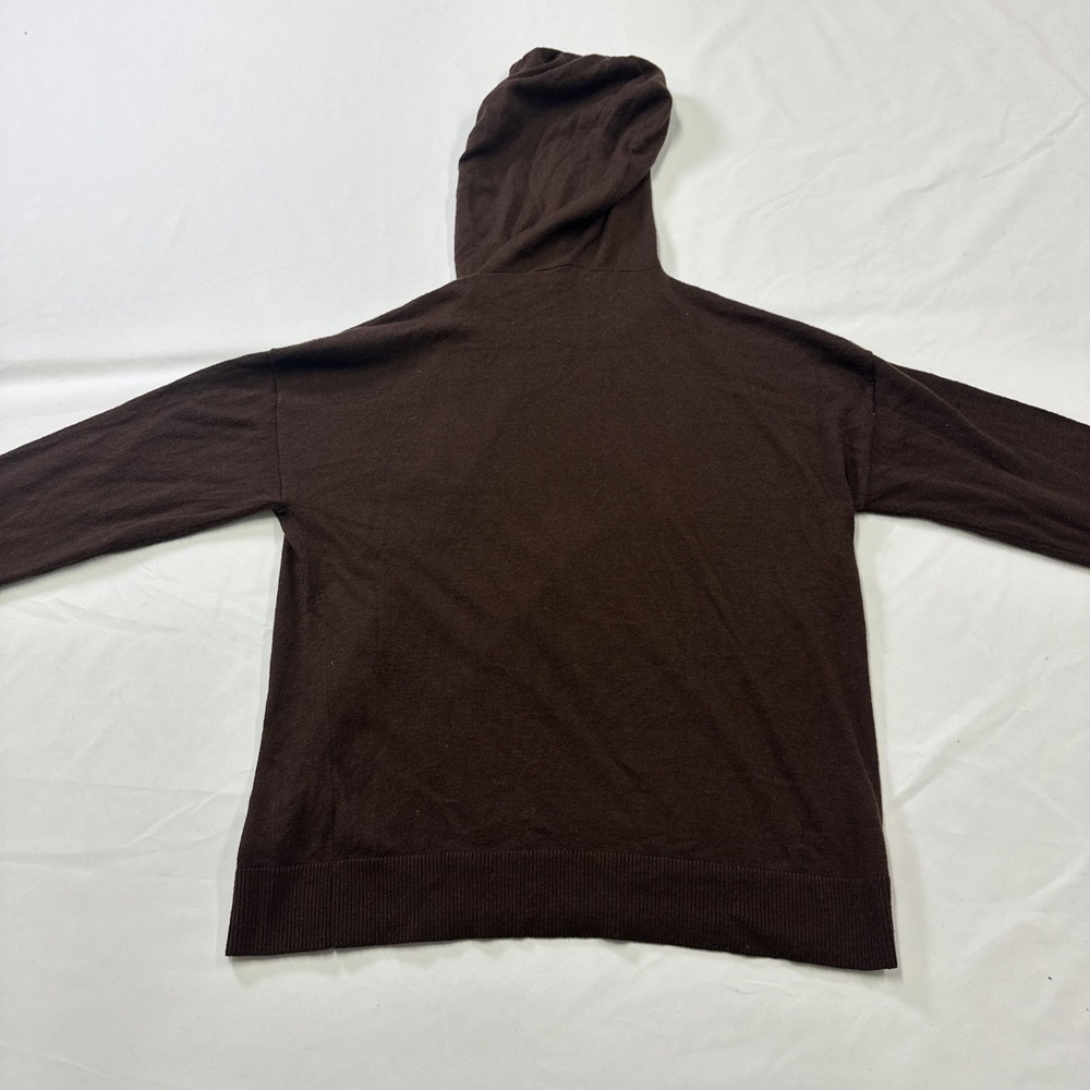 Cashmere Blend Hoodie Sweater Womens Medium Brown Lightweight - Picture 4 of 7
